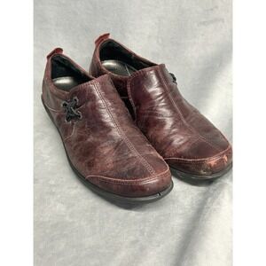 Romika Shoes Womens Size 37 6.5 -7 Brown Black Leather Slip On Comfort Loafer